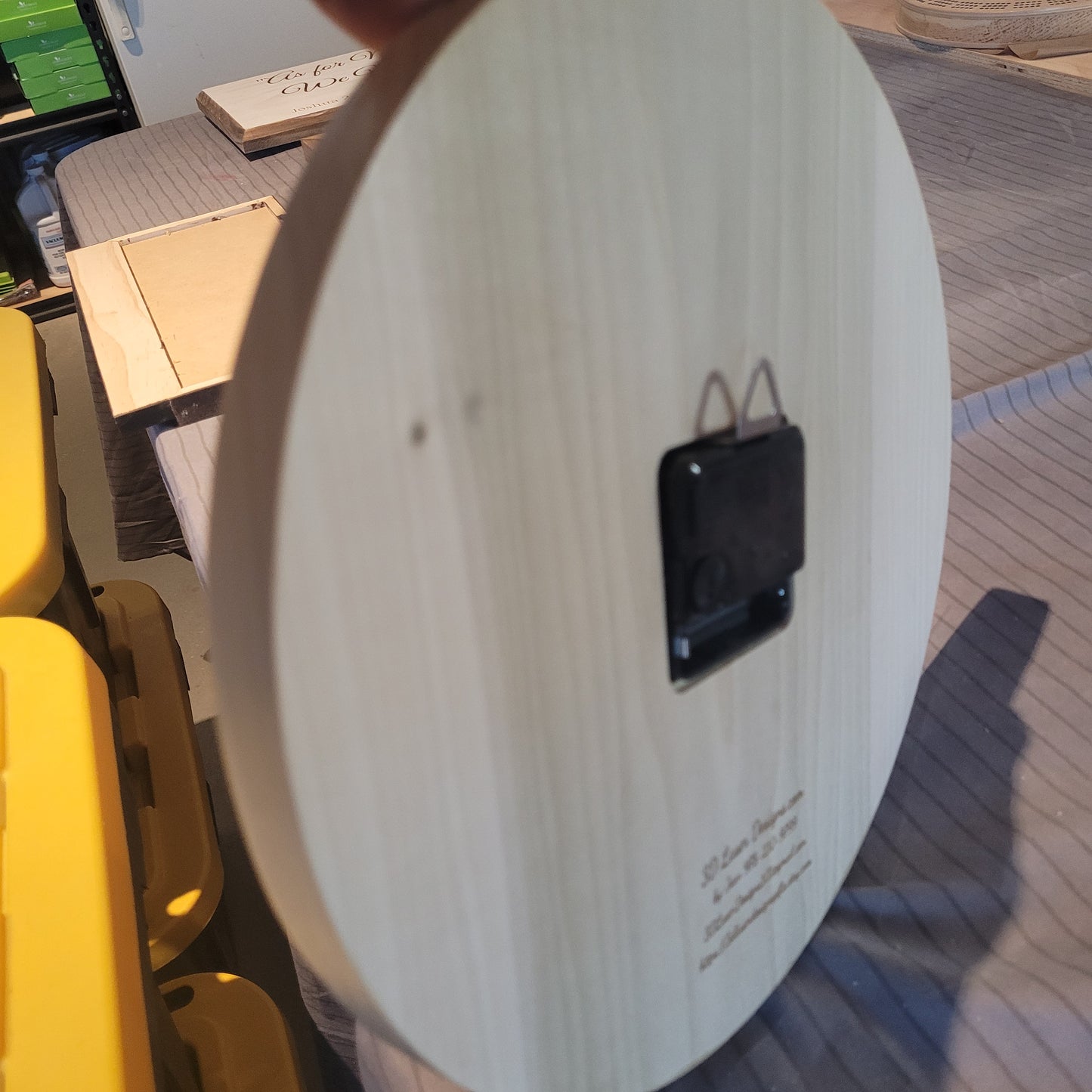 Back of clock with routed motor mechanism